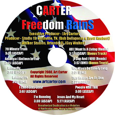 Art Carter Freedom Rains CD Disc
