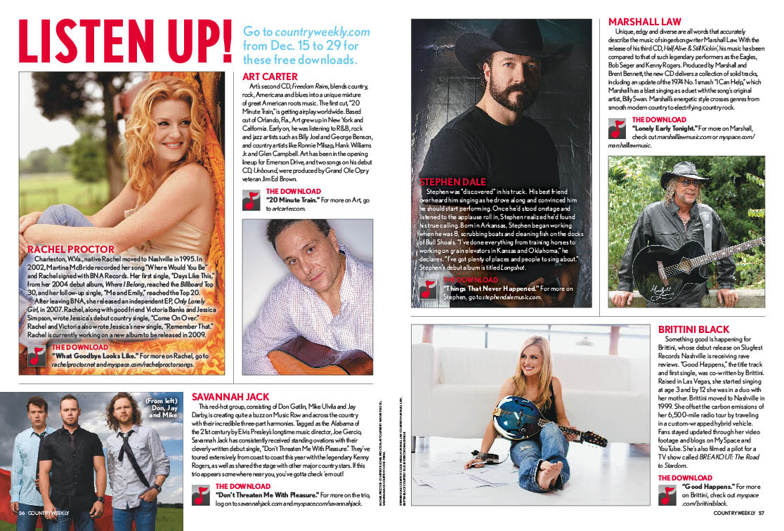 Country Weekly Dec. 15-29, 2008 Listen Up Section